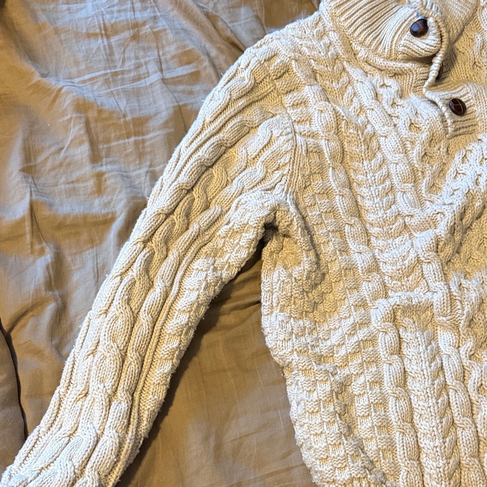 LL Bean Cream fishman men’s sweater - Picture 4 of 7